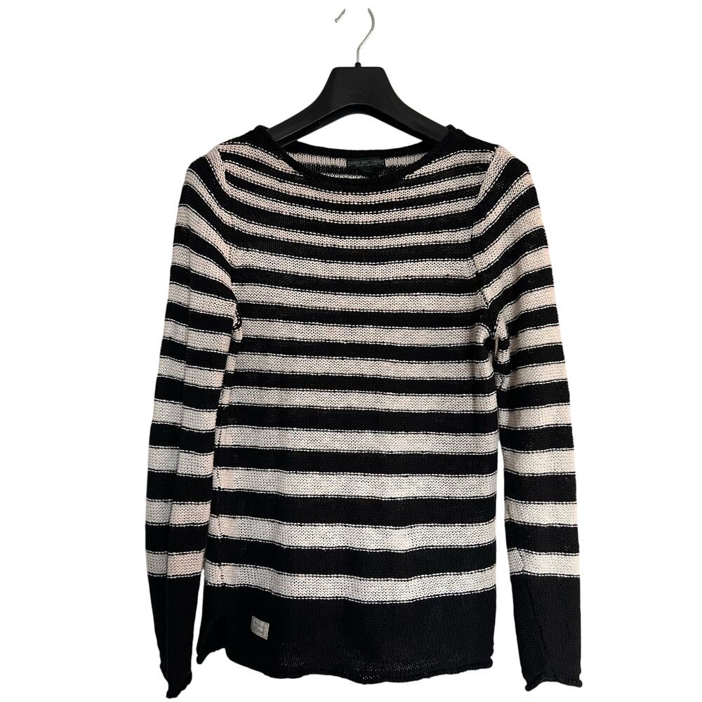 Ralph Lauren Lauren Jeans Company Black White stripe Sweater SMALL Linen Cotton